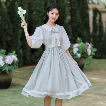 毕业礼服女高中生18成人礼礼服女小清新学院风娃娃领连衣裙毕业礼服小