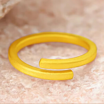 匠蕴黄金戒指男女足金999古法实心开口可调节方形气质温婉素圈送礼 9