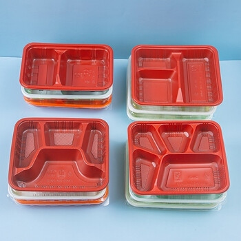 一次性餐盒四格饭盒快餐盒三五分格长方形便当盖饭打包盒带盖批发两格