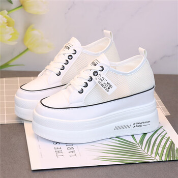 瑞央小白鞋内增高女鞋10显瘦女夏秋新款低帮圆头小个子女鞋厚底松糕板
