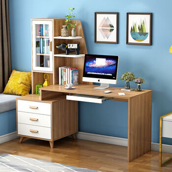 2022新款2022年新款电脑桌台式办公桌书架组合家用现代简约学生写字台