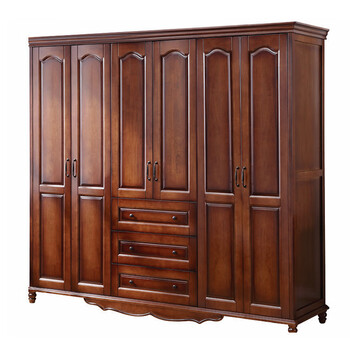 全实木衣柜家用卧室美式原木橡木家具欧式主卧整体大衣橱 衣柜【高2