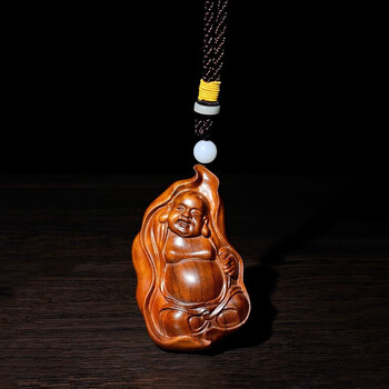 金丝楠木布袋弥勒佛手把件摆件阴沉木手工雕刻把玩件车挂件布袋弥勒