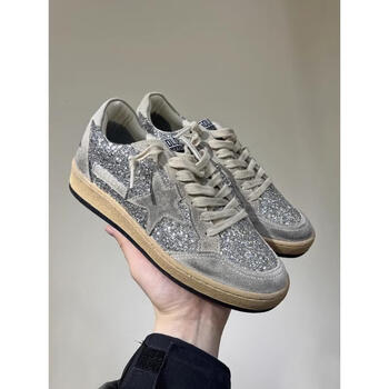 潮崖韩国2024新款亮片星星小脏鞋女舒适软底休闲板鞋潮银色35