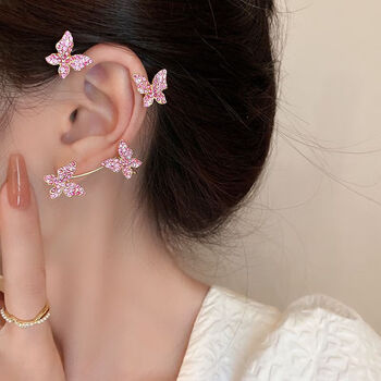 珠宝首饰>时尚饰品>耳饰>羽毛珍珠流苏耳挂一对无耳洞耳骨夹耳环个性