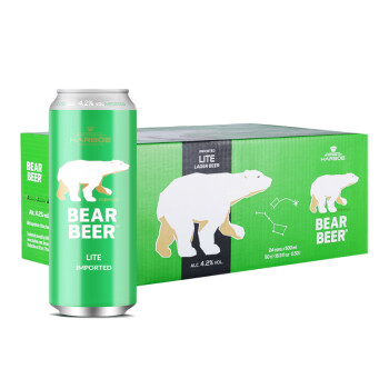 豪鉑熊（BearBeer）清爽啤酒500ml*24聽 口味淡爽 整箱裝 德國原裝進(jìn)口