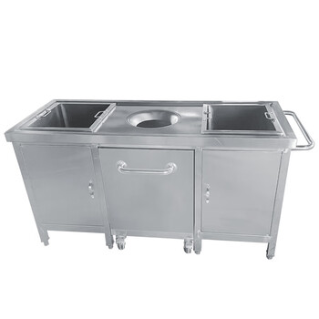 8米不锈钢收餐车 厨房餐厅餐具垃圾残食回收车 三收餐具 定制款不支持