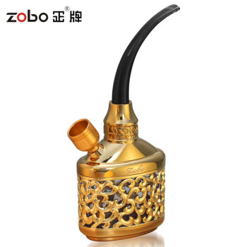 zobo正牌双重过滤双用水烟壶ZB-510 创意水烟斗循环烟嘴香菸过滤器 生日礼品 金色