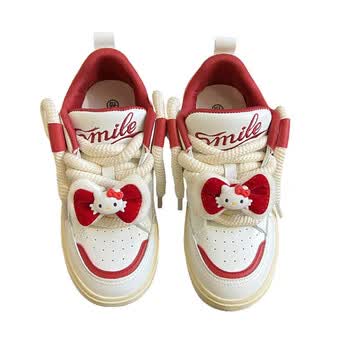 卡卡kaka国潮小众面包运动鞋女2023新款春季 白红 35【图片 价格 品牌