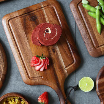 LC LIVING泰国相思木实木果蔬砧板水果板牛排板西餐厨房辅食板面包板料理板 把手料理板大号38x21.5x2cm