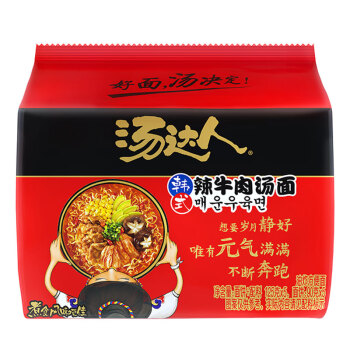 统一 汤达人 韩式辣牛肉汤面 125克*5包 5合一 煮食风味更佳