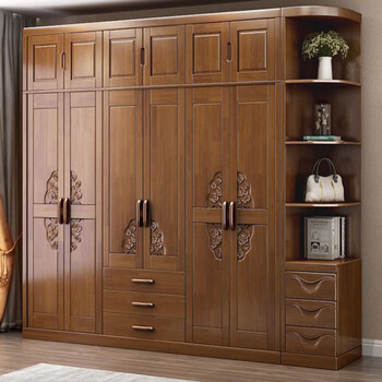 基德龙2023中式实木衣柜大衣柜门门门五门门简约中式组装衣柜衣橱衣