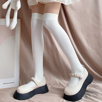 adhcuck夜间教习室jk女长筒袜白色日系夏季丝袜薄款半截小腿袜中筒袜