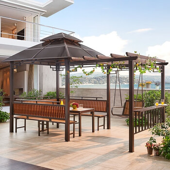 庭院花园休闲亭子露台楼顶露台乘凉棚 圆弧形阳光板凉亭【非主图款