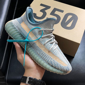 星女款椰子鞋350v2白天鹅满天星天使飞织透气潮流男鞋运动鞋子 卡其蓝