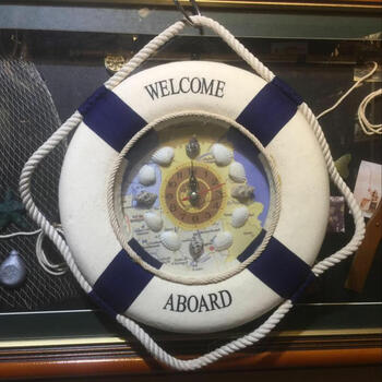 山头林村救生圈家居钟饰地中海书房创意挂钟客厅时钟现代装饰钟表25蓝