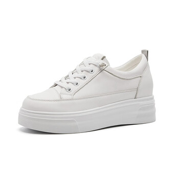 哈森(harson)哈森真皮小白鞋女2023新款夏款透气网面休闲板鞋厚底内