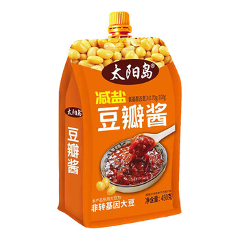 太阳岛豆瓣酱450g*3袋嘴立式减盐黄豆酱东北大酱调味炒菜炖菜酱 减盐