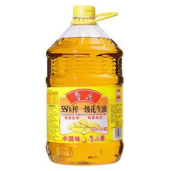 鲁花 食用油 5S压榨一级花生油 5.436L 物理压榨 特香纯正（新老包装随机发放）