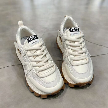 小白鞋子新款2023女厚底超火阿甘鞋老爹鞋秋季休闲运动鞋女款白色35