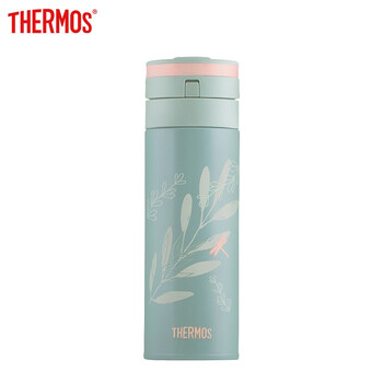 膳魔师THERMOS 保温杯304不锈钢保冷杯时尚直饮杯一按即开淡墨绿女士车载超轻杯350ml