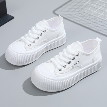 女鞋官方风格新款百搭帆布鞋女2023春夏季小白鞋学生厚底增白色35