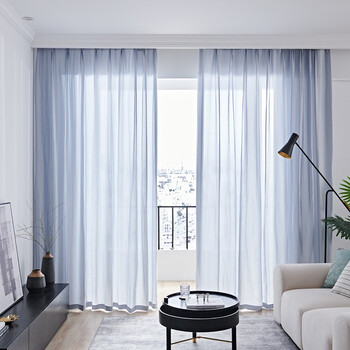 伊佳仁现代纱帘光不透人白纱窗帘窗纱客厅阳台纱飘窗遮光窗帘纱白色沙