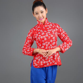 哈优酷村姑阿庆嫂碎花演出衣服百姓农民古装乡村民族舞蹈客家采茶女