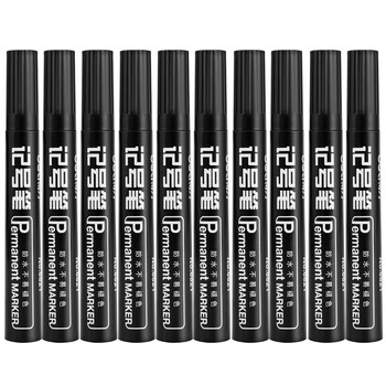 得力(deli)粗头物流油性记号笔大头笔 黑色10支/盒6821