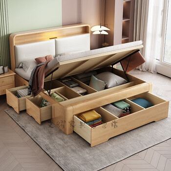 定制高箱储物床箱式床高箱床1.8米实木箱体床实木高箱储物床1.