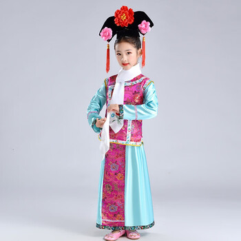 儿童格格服儿童清朝古装还珠格格服装满族古代太子阿哥公主宫女幼儿园演出服玫红色110 身高105 115 图片价格品牌报价 京东