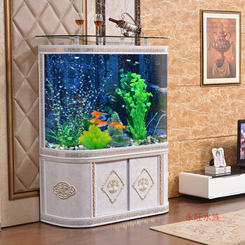 客厅家用造景落地中小大型圆形滤生态免换水玻璃金鱼缸水族箱底过滤长