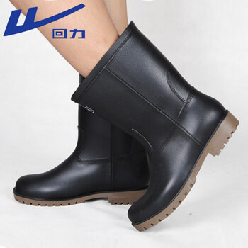 回力雨鞋男士防水鞋雨天防滑胶鞋高筒加厚耐磨雨靴套鞋8128 黑中 39 