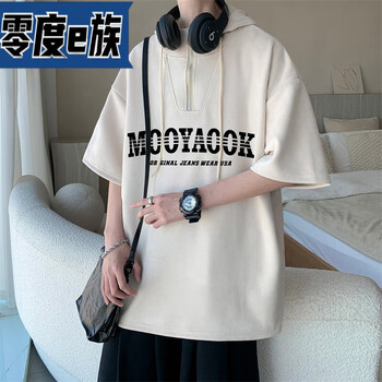 服饰内衣>男装>男士t恤>零度e族>零度e族美式高街麂皮绒短袖卫衣男款