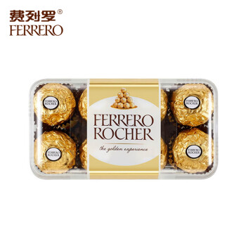 費(fèi)列羅巧克力禮盒16粒200g 榛果威化糖果休閑零食喜糖 伴手禮生日禮物