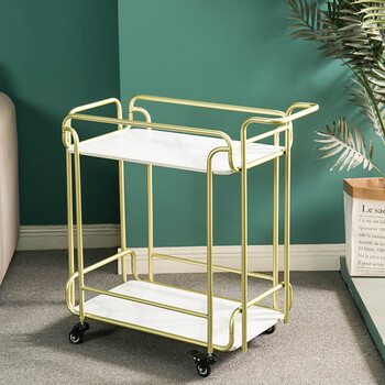 雄卓  商用餐车小推车餐厅移动茶水车铁艺4s店家用酒店折叠送餐车手