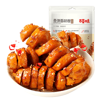百草味 香弹面筋卷135g 豆干麻辣小吃小零食烤面筋 【烧烤味】香弹面筋卷135g