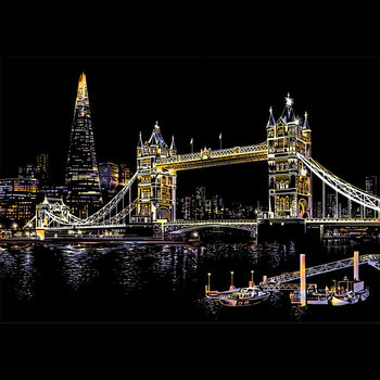 刮刮画城市夜景手工创意diy炫彩刮画纸城市夜景儿童礼物生日礼物闺蜜