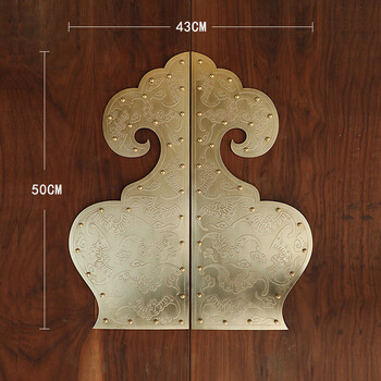 中式仿古实木门纯铜包角全铜对开门如意葫芦角码大门铜条配件装饰