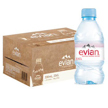 依云（EVIAN）evian天然矿泉水  法国原装进口饮用水 330mL 24瓶 1箱英文版塑料瓶 塑料瓶
