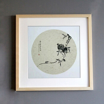 60cm软卡镜片宣纸书法字画装裱画框 原木色 加卡纸留白后放10*10cm图