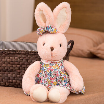 花裙兔公仔毛绒玩具可爱小白兔布娃娃玩偶送女孩生日礼物粉色80cm07kg