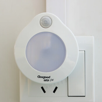 人体感应灯插电式led灯泡感应床头过道走廊阳台壁灯起夜灯 自然光 3w