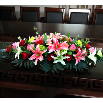 越屏会议桌花仿真花长方形商务摆设假花会议室现代简约婚礼签到台花