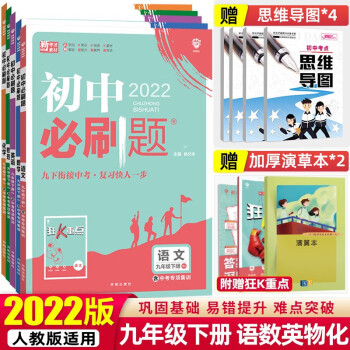 【九年级下册】2022初中必刷题专项训练初三教材课本同步练习册辅导书 理想树 语数英物化 五本 下册 人教版