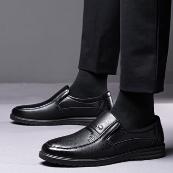 王商场同款皮鞋男商务正装真皮透气英伦休闲男鞋黑色软底防滑中老年人