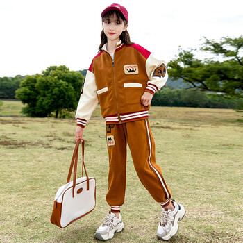 儿童装女孩网红春秋工装运动两件套衣服图片色110身高100110cm体重20