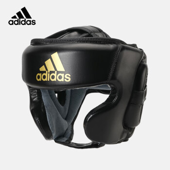 adidas阿迪达斯拳击头盔 mma搏击散打头盔男女护具护头套 黑/金 S