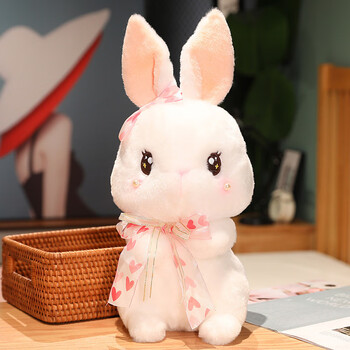 挎篮小兔子毛绒玩具公仔丝巾悠悠兔玩偶布娃娃儿童生日新年礼物红色