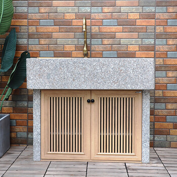 浦捷仕大理石材洗手盆庭院阳台洗衣池带柜门整石户外水槽家用水池洗脸